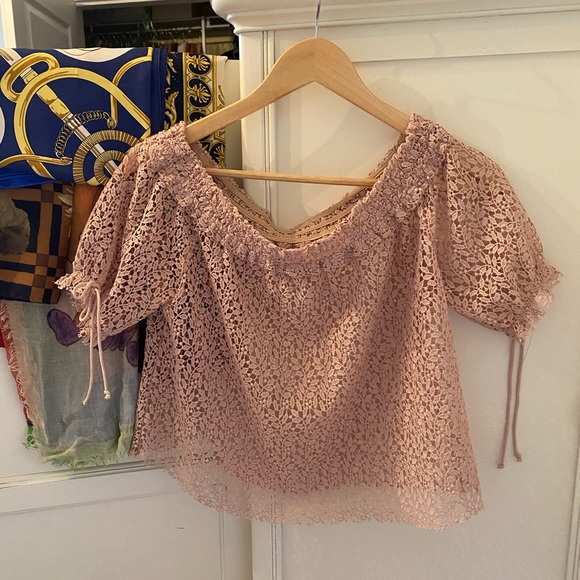 Zara Lace Light Pink Blouse Top - Picture 1 of 6
